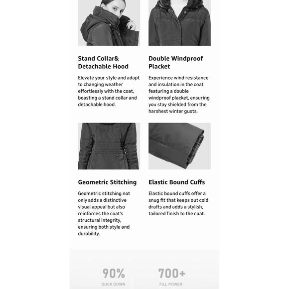 Orolay Down Filled Puffer Coat Black 2XL Hooded Winter Snow Skiing Outdoors - Picture 15 of 16